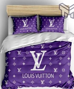 Louis Vuitton Violet Luxury Brand Fashion Bedding Set Bedspread Duvet Cover Set