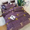 Louis Vuitton Violet Luxury Brand Premium Bedding Set Duvet Cover Home Decor