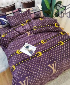 Louis Vuitton Violet Luxury Brand Premium Bedding Set Duvet Cover Home Decor