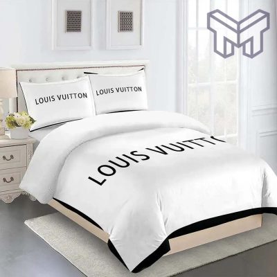 Louis Vuitton White Fashion Logo Limited Luxury Brand Bedding Set Duvet Cover Home Decor