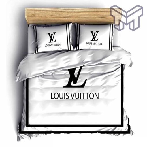 Louis Vuitton White Luxury Brand Fashion Bedding Set Bedspread Duvet Cover Set