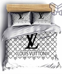 Louis Vuitton White Luxury Brand Fashion Premium Bedding Set Bedspread Duvet Cover Set