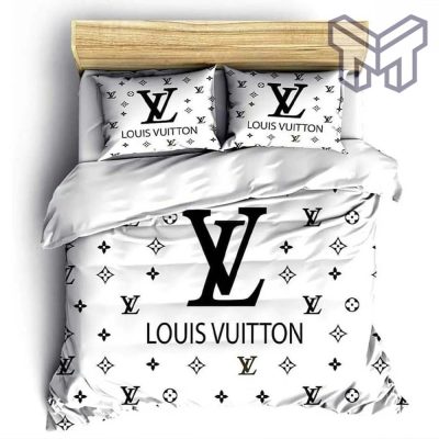 Louis Vuitton White Luxury Brand High-End Bedding Set LV Home Decor