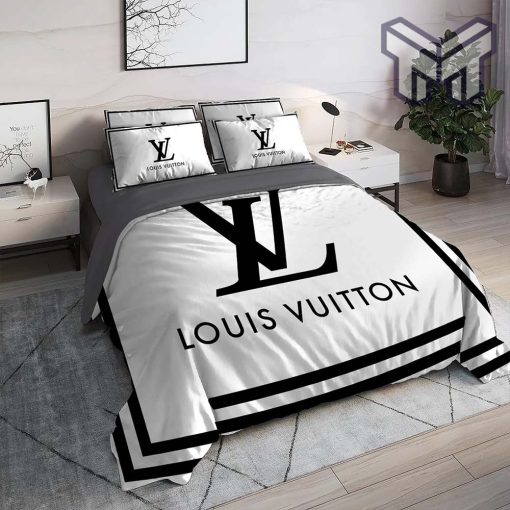 Louis Vuitton White Luxury Brand High End Premium Bedding Set Home Decor