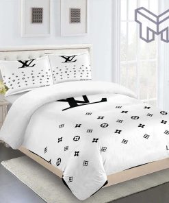 Louis Vuitton White Luxury Brand Limited Fashion Premium Bedding Set Home Decor