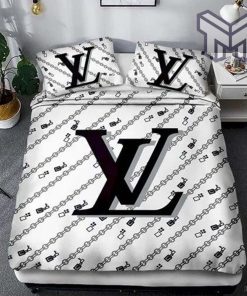 Louis Vuitton White Luxury Brand Premium Bedding Set Duvet Cover Home Decor