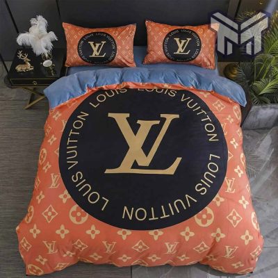 Louis Vuitton Yellow Logo Black Orange Luxury Brand Bedding Set Duvet Cover Home Decor