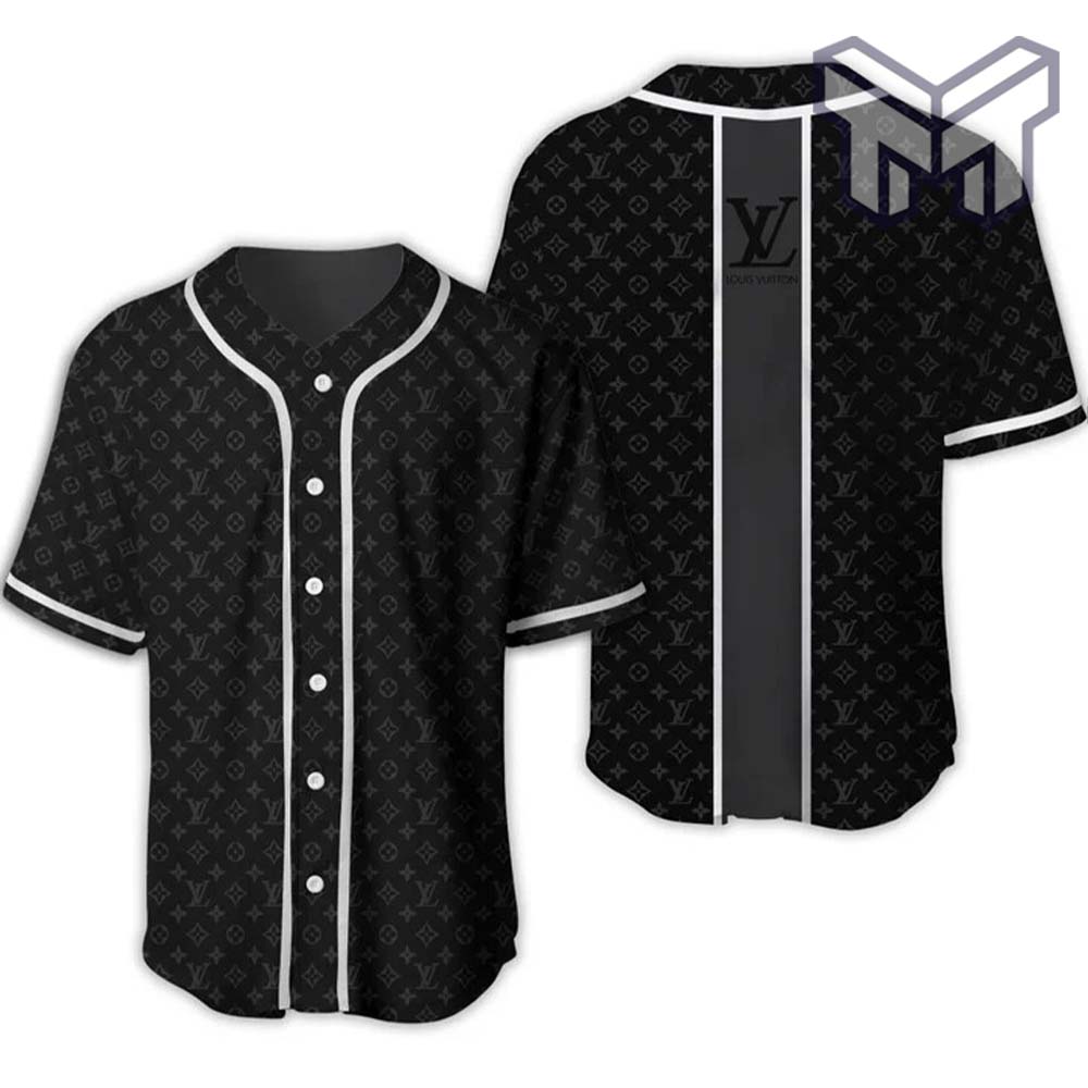 Louis vuitton black baseball jersey shirt lv luxury clothing