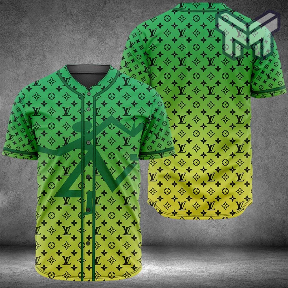Louis vuitton green baseball jersey shirt lv luxury clothing clothes sport  for men women hot 2023 - Muranotex Store