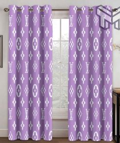 Louis vuitton lv purple window curtains hot 2023 set for living room bedroom farmhouse style home decor