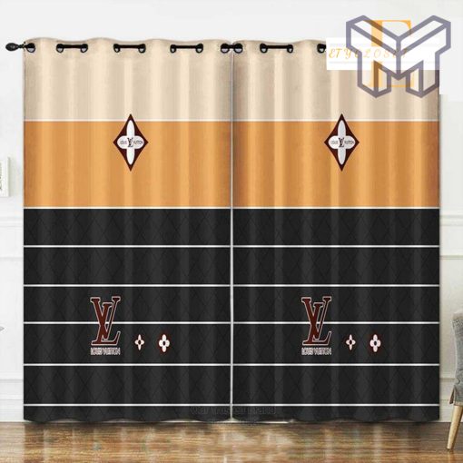 Lv louis vuitton black brown cream window curtains hot 2023 luxury bedroom living room home decor