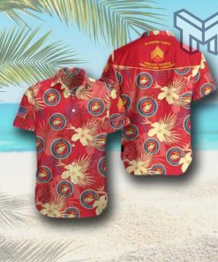 Marine Corps Hawaiian Graphic Print Short Sleeve Hawaiian Casual Shirt