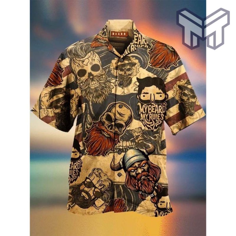 My Bear My Rules Hawaiian Graphic Print Short Sleeve Hawaiian Casual Shirt