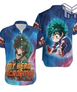 My Hero Academia Chibi Midoriya Izuku Galaxy Hawaiian Graphic Print Short Sleeve Hawaiian Shirt