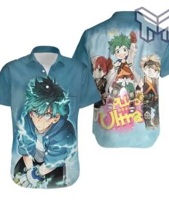 My Hero Academia Izuku Midoriya Chibi Plus Ultra Hawaiian Graphic Print Short Sleeve Hawaiian Shirt