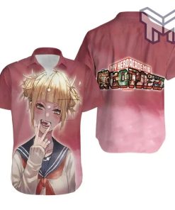 My Hero Academia Toga Himiko Red Mha Logo Hawaiian Graphic Print Short Sleeve Hawaiian Shirt