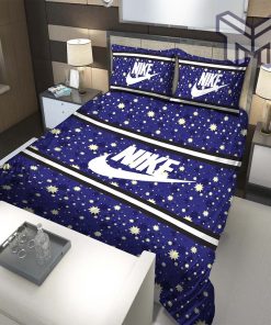 Nike Blue Fashion Luxury Brand Premium Bedding Set Home Decor