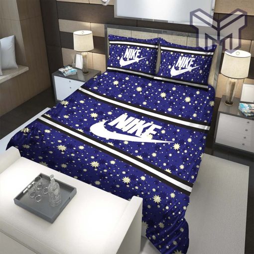 Nike Blue Fashion Luxury Brand Premium Bedding Set Home Decor