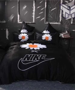 Nike Flowers Black Luxury Brand Bedding Set Duvet Cover Home Decor