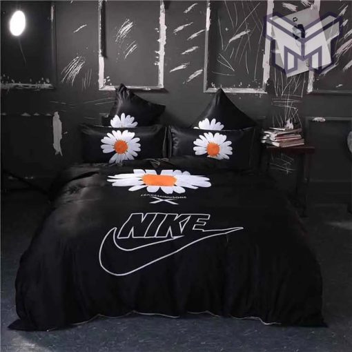 Nike Flowers Black Luxury Brand Bedding Set Duvet Cover Home Decor