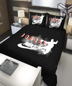 Nike Jordan Black Fashion Luxury Brand Premium Bedding Set Home Decor