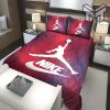 Nike Jordan Red Fashion Luxury Brand Premium Bedding Set Home Decor