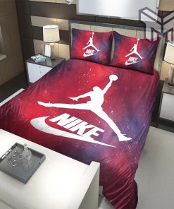 Nike Jordan Red Fashion Luxury Brand Premium Bedding Set Home Decor