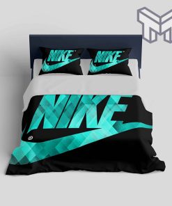 Nike Turquoise Fashion Logo Luxury Brand Bedding Set Home Decor