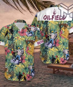 Oilfield Pineapple Seamless Pattern Hawaiian Graphic Print Short Sleeve Hawaiian Shirt