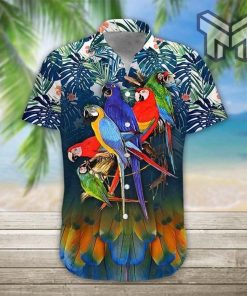 Parrot Hawaiian Graphic Print Short Sleeve Hawaiian Shirt