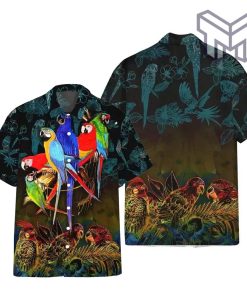 Parrot Hawaiian Graphic Print Short Sleeve Hawaiian Casual Shirt