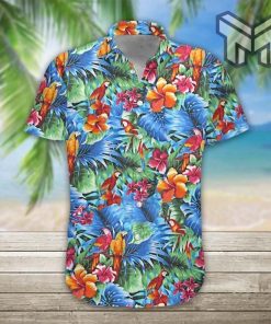 Parrot Tropical Hawaiian Graphic Print Short Sleeve Hawaiian Casual Shirt