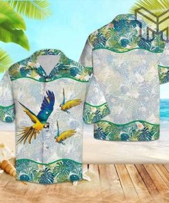 Parrot Tropical Hawaiian Graphic Print Short Sleeve Hawaiian Shirt