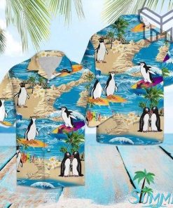 Penguin Lover Hawaiian Graphic Print Short Sleeve Hawaiian Casual Shirt