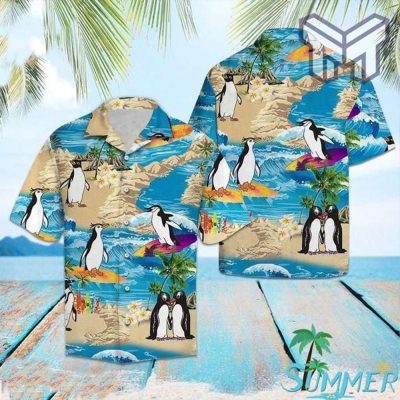 Penguin Lover Hawaiian Graphic Print Short Sleeve Hawaiian Casual Shirt