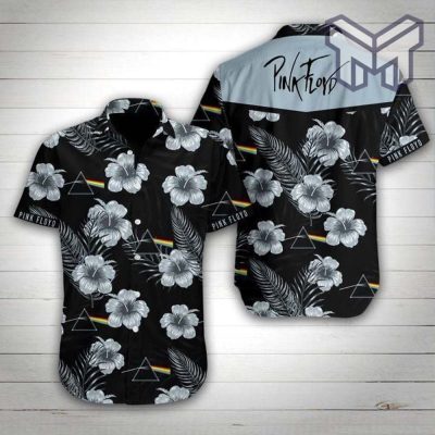 Pink Floyd Floral Hawaiian Graphic Print Short Sleeve Hawaiian Casual Shirt