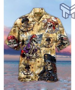 Pirates Hawaiian Graphic Print Short Sleeve Hawaiian Casual Shirt