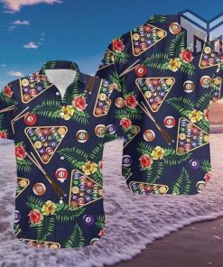 Pool Billiard Tropical Hawaiian Graphic Print Short Sleeve Hawaiian Casual Shirt