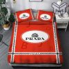 Prada Orange Luxury Brand Premium Bedding Set Bedspread Duvet Cover Set Home Decor