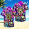 Psychedelic Skull Mushroom Hippie Hawaiian Graphic Print Short Sleeve Hawaiian Shirt