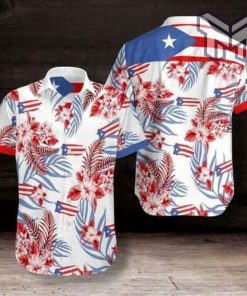 Puerto Rico Hawaiian Graphic Print Short Sleeve Hawaiian Casual Shirt