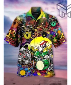 Rock Band Skull Hawaiian Graphic Print Short Sleeve Hawaiian Casual Shirt