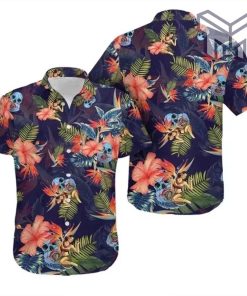 Skull Art Hawaiian Graphic Print Short Sleeve Hawaiian Shirt