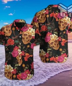 Skulls Colorful Hawaiian Graphic Print Short Sleeve Hawaiian Casual Shirt