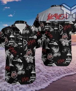 Slayer Rock Band Music Aloha Hawaiian Graphic Print Short Sleeve Hawaiian Casual Shirt