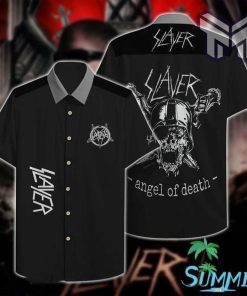 Slayer Rock Band Music Angel Of Death Hawaiian Graphic Print Short Sleeve Hawaiian Casual Shirt