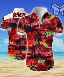 Slayer Rock Band Music Tropical Lover Hawaiian Graphic Print Short Sleeve Hawaiian Casual Shirt