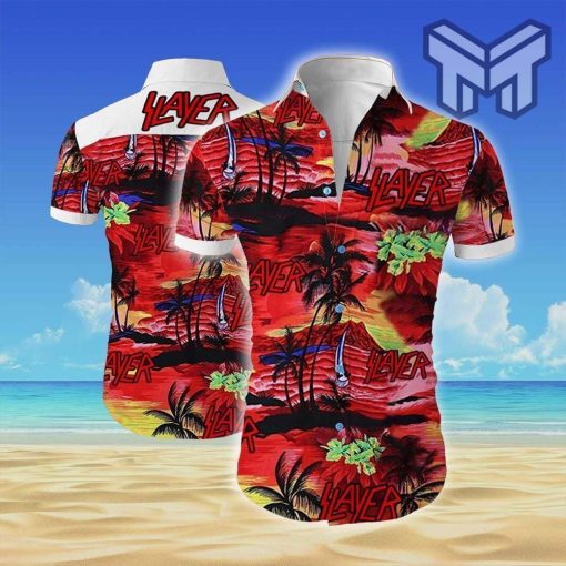 Slayer Rock Band Music Tropical Lover Hawaiian Graphic Print Short Sleeve Hawaiian Casual Shirt