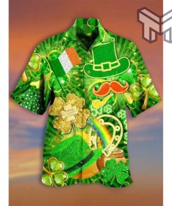 St Patrick's Day Tropical Hawaiian Graphic Print Short Sleeve Hawaiian Shirt