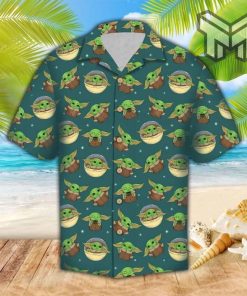 Star Wars Baby Yoda Hawaiian VIII Graphic Print Short Sleeve Hawaiian Casual Shirt